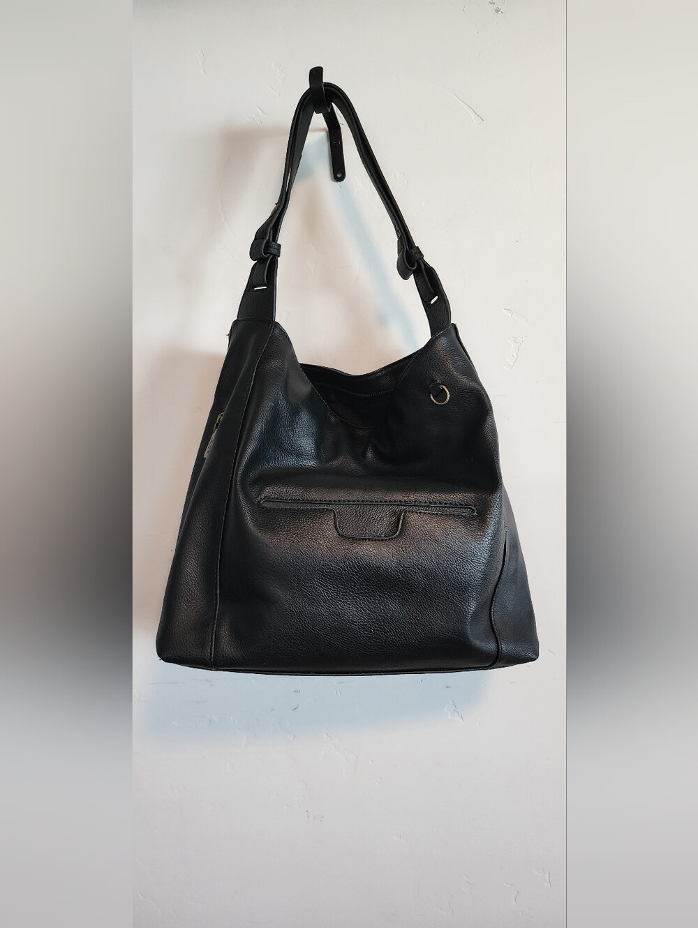 Classic Black Leather Shoulder Bag